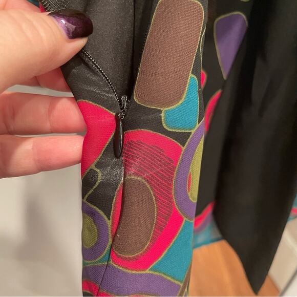 Bisou Bisou Michelle Bohbot Flowy Bell Sleeve Multicolor Top Blouse size XS - Picture 9 of 16